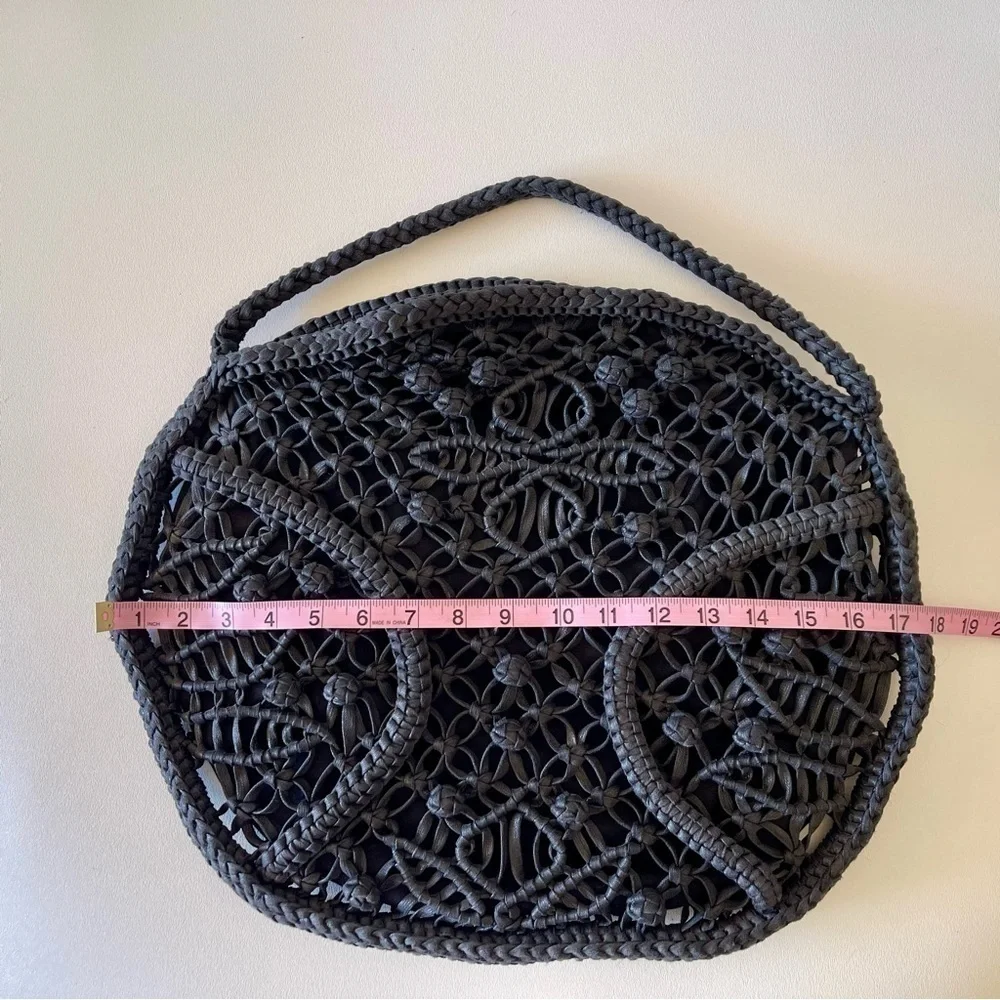 Anthropologie Bag Made on Earth for David & Scotti Macramé Knotted Braided Black